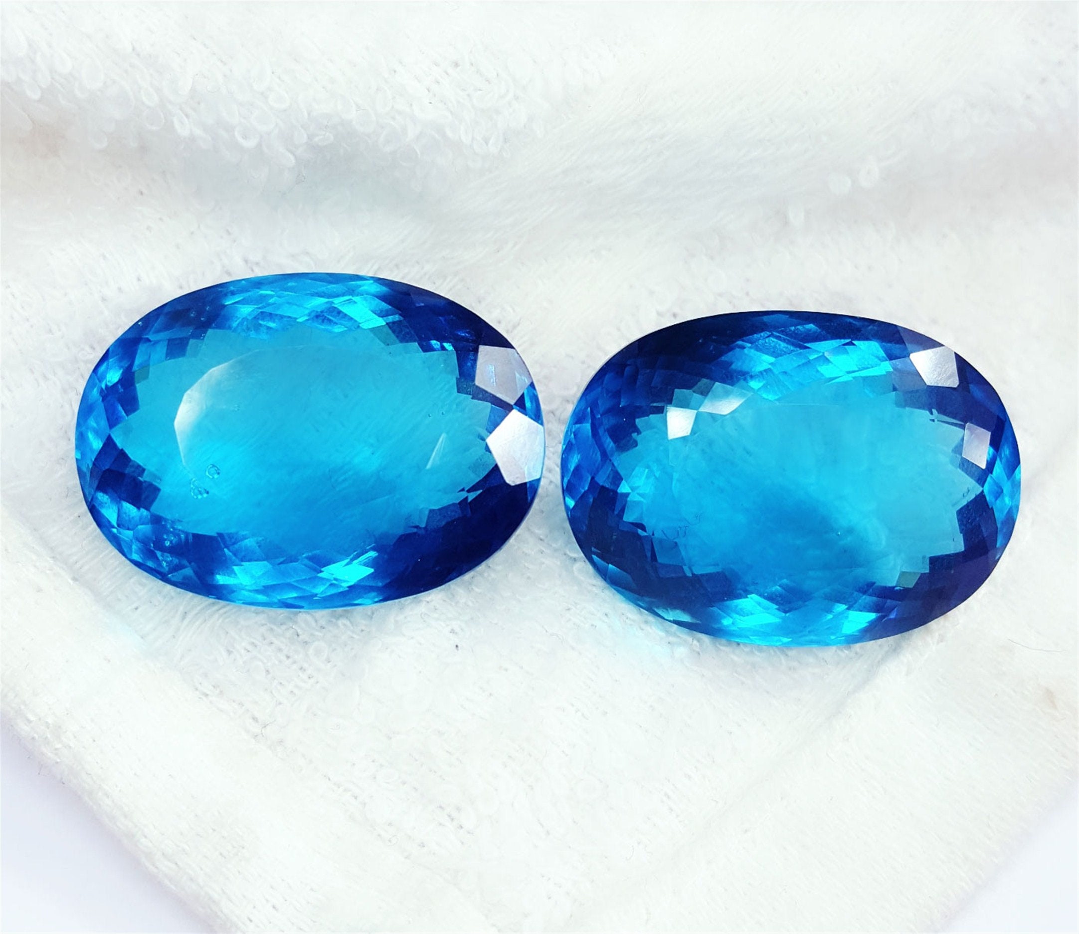 Lab Created Loose Gemstone Blue Grandidierite Pair 50 To 55 Etsy