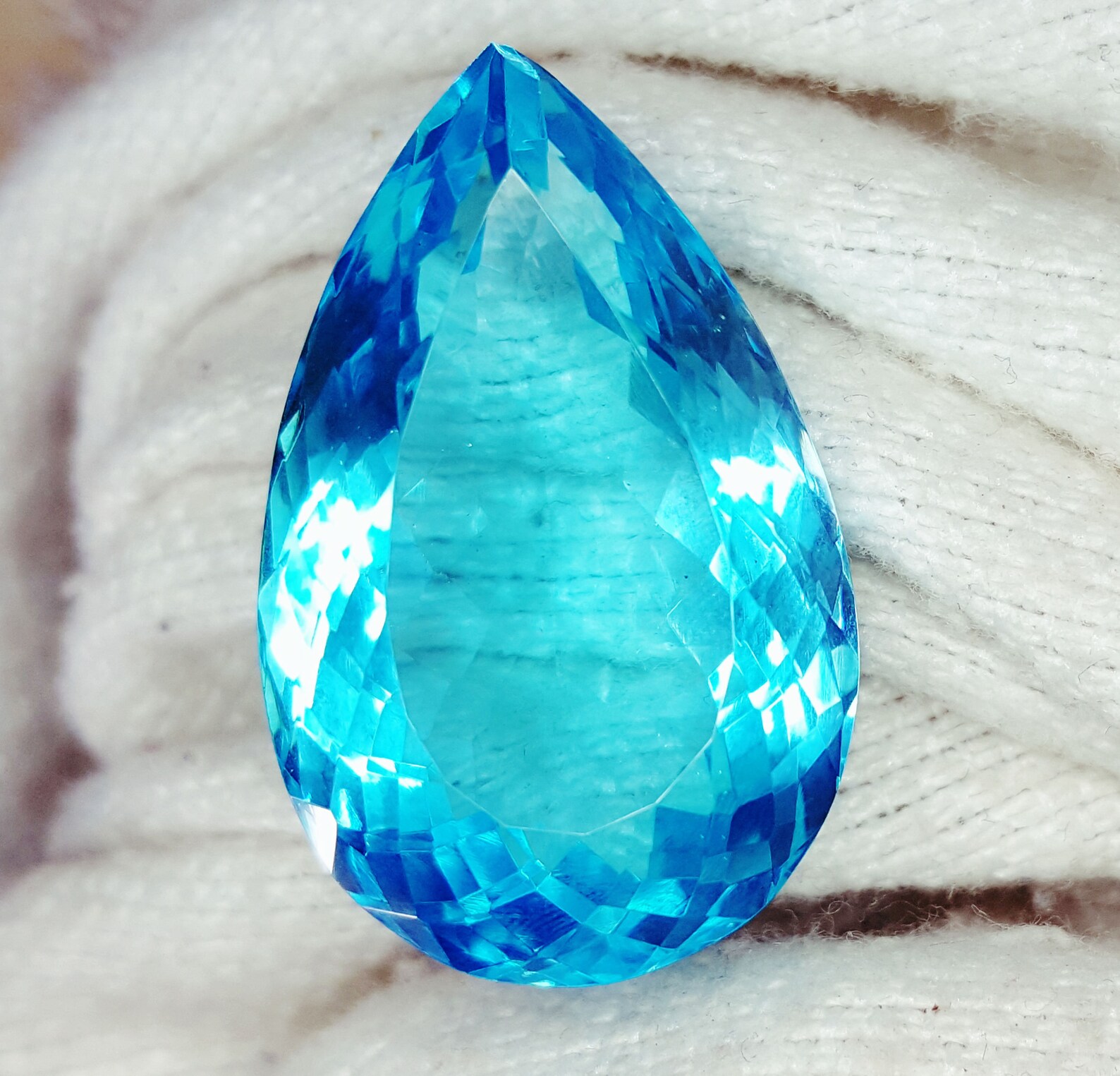 50 To 55 Ct Loose Gemstone Lab Created Brazilian Lite Blue Etsy