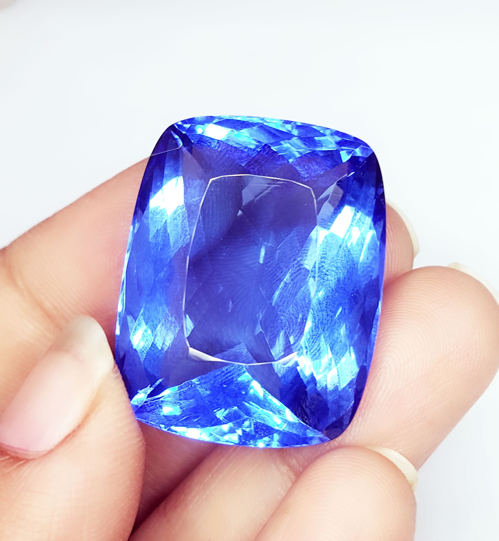 55 To 60 Ct Loose Gemstone Lab Created Light Blue Topaz Etsy