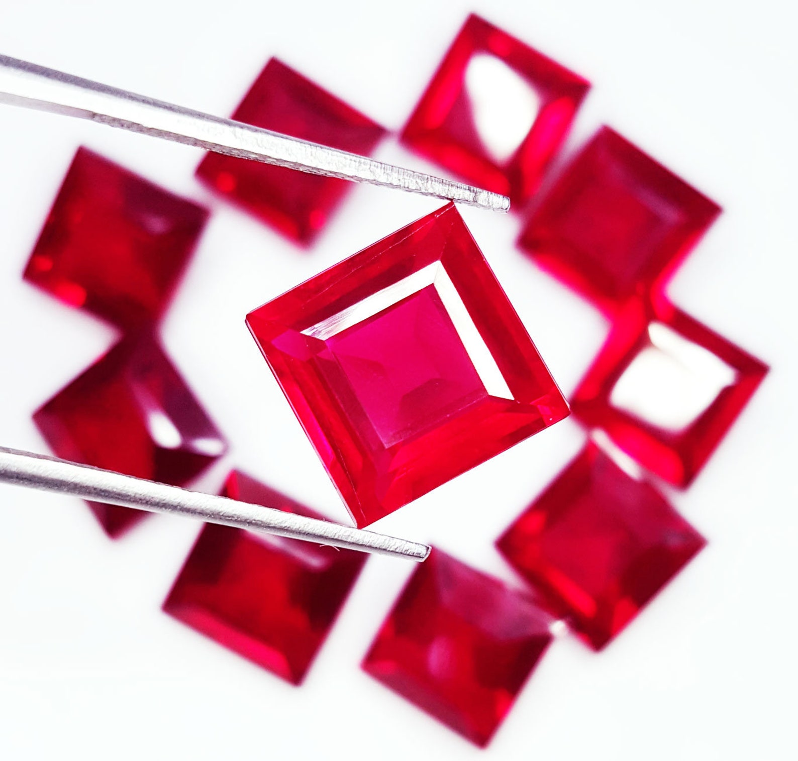 Natural Loose Gemstone Glamorous Ruby Lot Princess Cut 10 Pcs Etsy