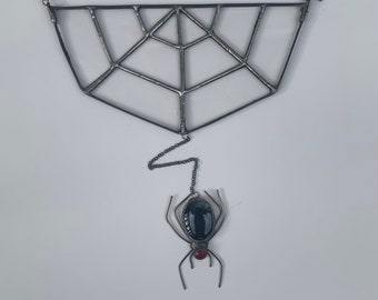 Stained Glass Spider & Web | Sun Catcher | Window Hanging