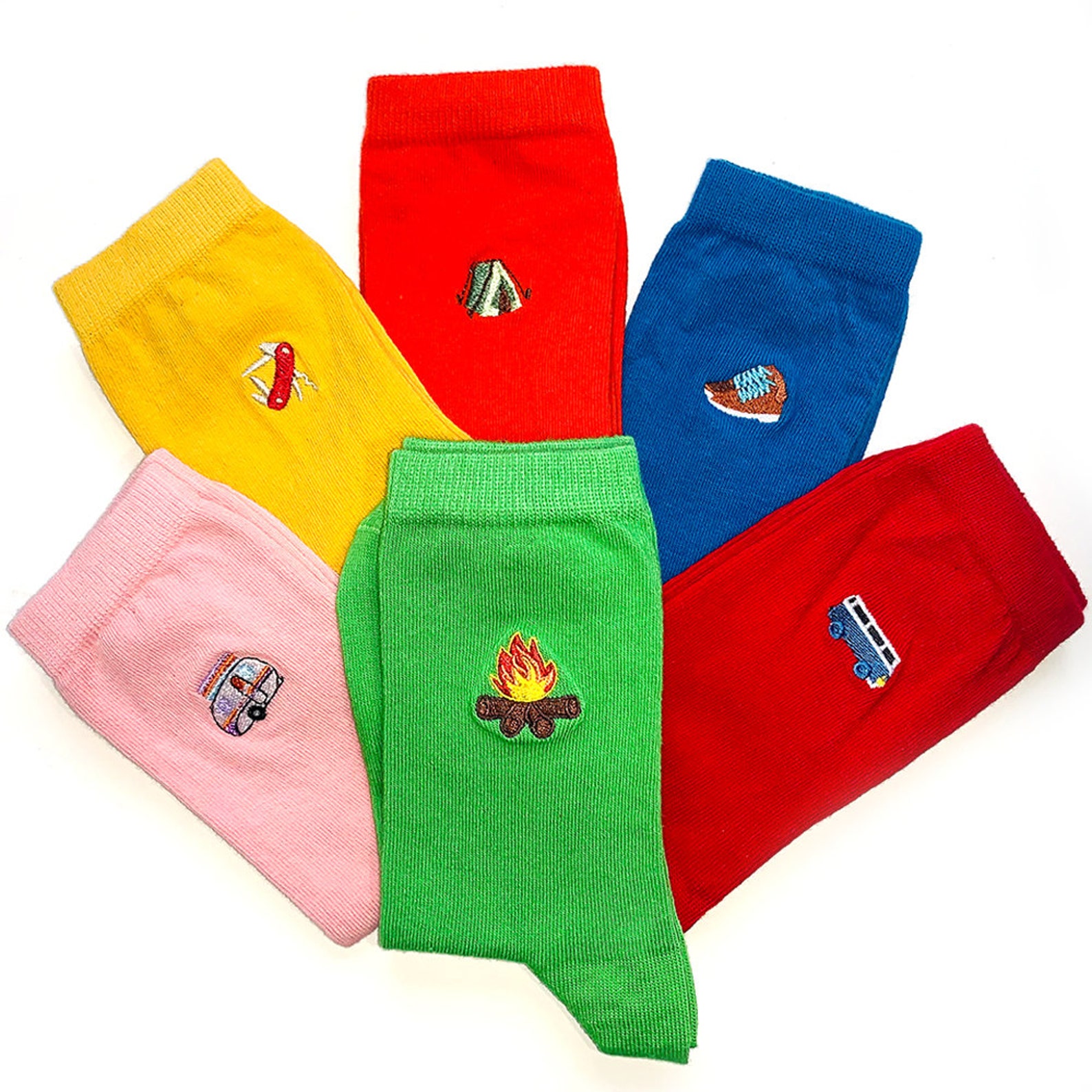 Unisex Socks Colourful Socks Camping Socks Cool Cozy Etsy