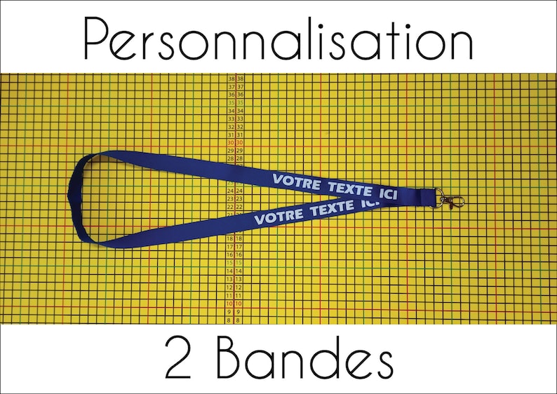 Tour de cou Lanyard personnalisé 2 Bandes