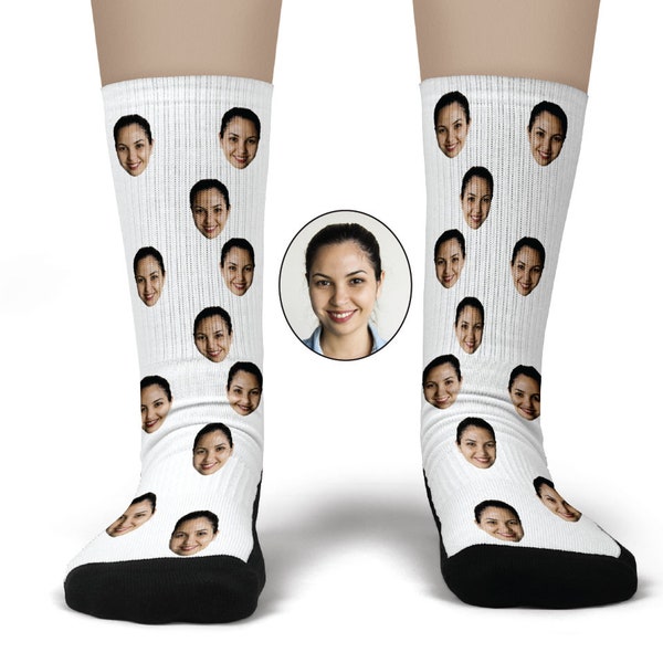 Chaussettes personnalisées visage photo - Chaussettes cool - chaussettes imprimées pour cadeau, anniversaire, Noel, Saint-Valentin