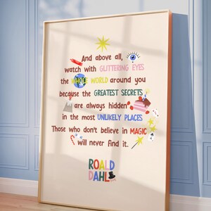 Inspirational Roald Dahl Quote Print, Magical Nursery Wall Art, Kids Room Decor, Printable Digital Download imagen 4