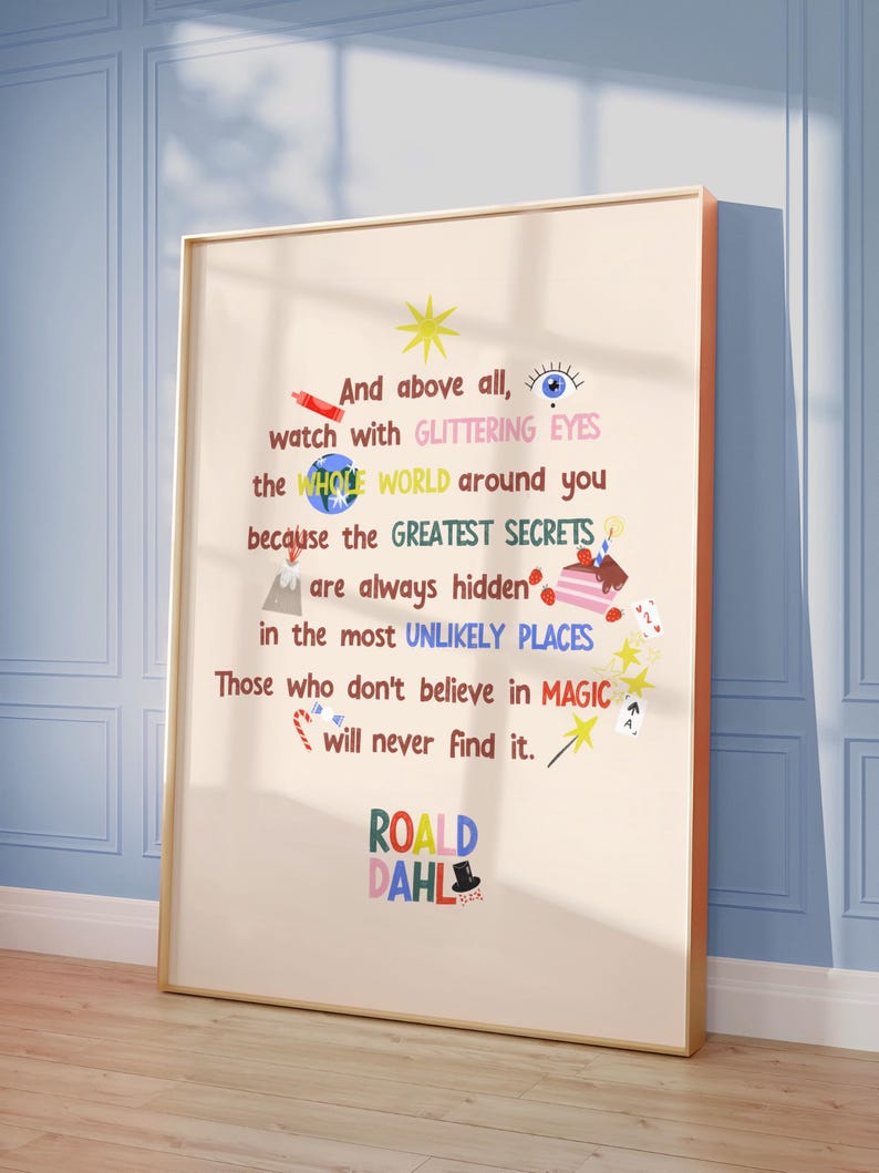Inspirational Roald Dahl Quote Print, Magical Nursery Wall Art, Kids Room Decor, Printable Digital Download imagen 4