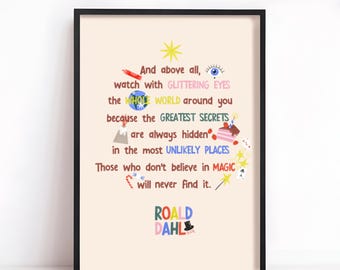 Inspirational Roald Dahl Quote Print, Magical Nursery Wall Art, Kids Room Decor, Printable Digital Download