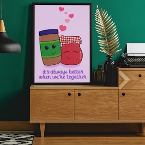 PBJ It&#39;s Always Better When We&#39;re Together song lyrics downloadable poster | Art gift for peanut butter jelly jam music lovers Jack Johnson