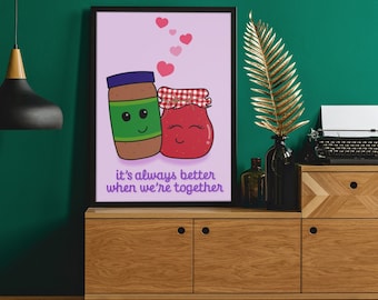 PBJ 一緒にいればいつももっといい 歌詞のダウンロード可能なポスター | ピーナッツバタージェリージャム音楽愛好家へのアートギフト ジャック・ジョンソン