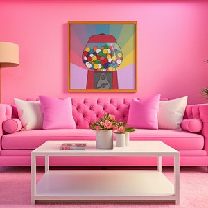 Gumball machine wall art | Colourful rainbow pride gumball candy machine downloadable poster | Fun art gift decoration