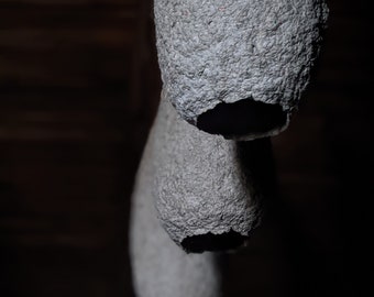 Set of 3 Beige Paper Pulp Hanging Lamps – Natural Material Hives