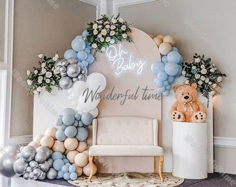 121pcs Macaron Blue Balloons Garland Kit Baby Shower Decoración Cromo Silver Balloon Arch 1st Birthday Party Wedding Anniversary Decoración