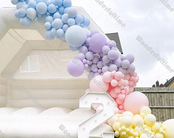 202pcs Pastel Globos de colores Garland Rainbow Decoración de cumpleaños 1er cumpleañera Decoración de cumpleaños Macaron Rosa Amarillo Azul Púrpura