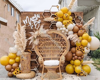 116pcs Matte Lemon Caramel Balloon Garland Arch Baby Shower Bee Party Decoration Birthday Party Anniversary Bridal Shower Wedding Supplies