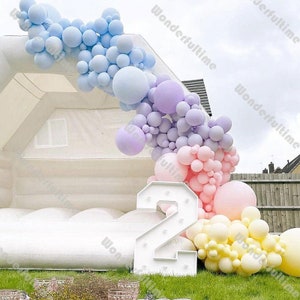 202pcs Pastello Palloncini colorati Ghirlanda Arcobaleno Decorazione di compleanno 1 ° compleanno Ragazza Decorazione di compleanno Macaron Rosa Giallo Blu Viola