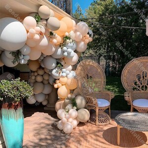 131pcs Boho Balloon Arch Kit Baby Shower Decoration Wedding Supplies Birthday Party Boho Background Doubled Cream Blush Doubled Stuffed Gray