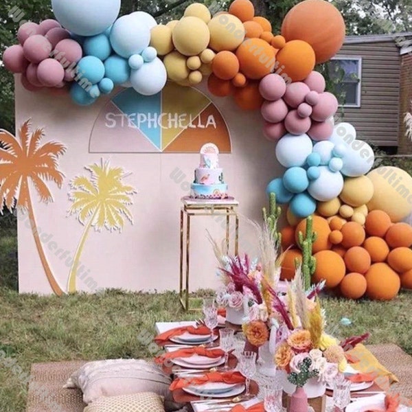 123pcs mat orange ballon arc décoration de mariage poussiéreux rose bleu jaune ballons guirlande kit bébé douche fête d'anniversaire décor fournitures