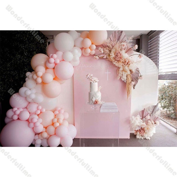 121pcs Macaron Baby Pink Peach Matte White Balloons Garland Arch Kit Wedding Baby Shower Birthday Party Decoration Anniversary Supplies
