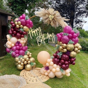 176 Uds Blush Matte Dark Hot Pink Magenta Chrome Gold Balloon Garland Arch Kit suministros de boda Baby Shower decoración de fiesta de cumpleaños
