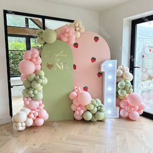 142 pezzi Kit ghirlanda di palloncini di sabbia rosa pastello Fragola Compleanno Rivelazione del sesso Bambini Decorazione per feste Retro Baby Shower Pastello Bridal Shower