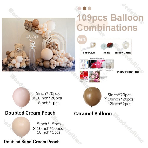 109pcs Boho Balloon Garland Double Stuffed Natural Sand Cream