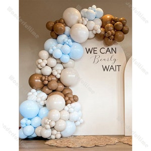 164pcs Balloons Arch Kit White Sand Blue Baby Shower Birthday Party Kit Gender Reveal Retro Bridal Shower Wedding Anniversary Balloon Set