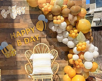 97pcs Mustard Yellow Balloon Arch 1st Birthday Bee Baby Shower Gender Reveal Anniversary Wedding Decoration Boho Bridal Shower