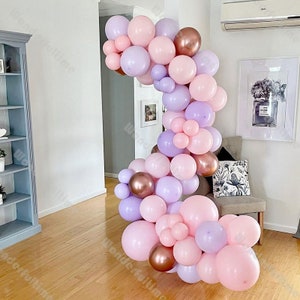 75pcs Doubled Macaron Pink Purple Balloon Garland Girl Birthday Party Decoration Chrome Rose Gold Balloon Arch Baby Shower Wedding Decor
