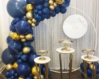 112 piezas azul marino globos guirnalda Kit cromo oro confeti globo arco género revelar fiesta boda aniversario decoración Baby Shower decoración