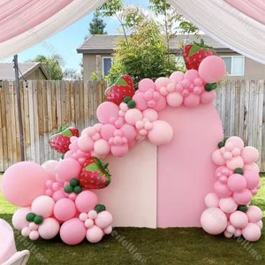 150pc Frutta Rosso Rosa Verde Palloncino Kit Ghirlanda Dolce Un Compleanno Baby Shower Estate Fragola Festa Bambina 1a bacca Boho Addio al nubilato