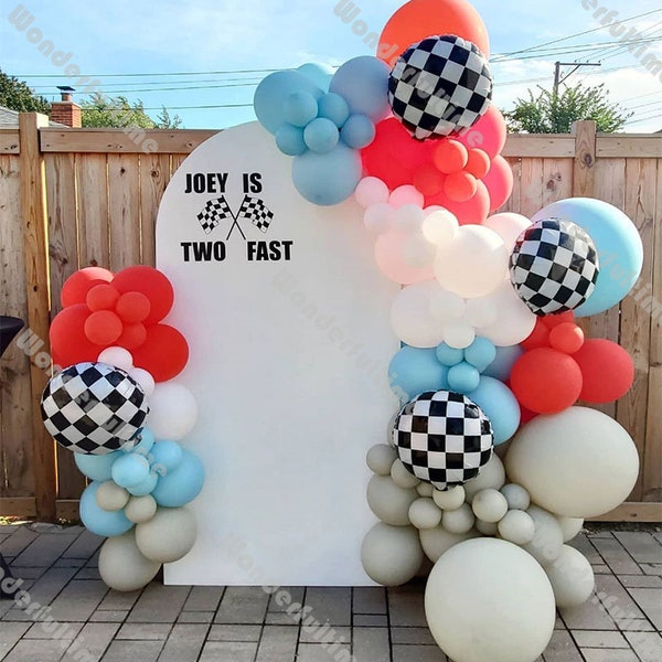 Race Car Theme Balloon Garland Arch Kit Boy Birthday Decoration Two Fast Party Supplies Baby Shower Decorations Racing Car Party Decorations