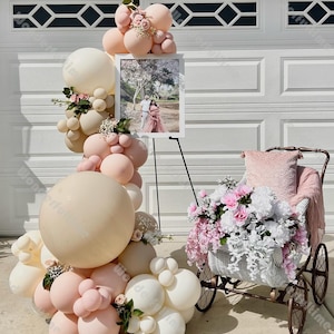 77pcs Boho Balloon Garland Smoke Brown Pink Sand Party Balloons Baby Shower Birthday Decoration Gender Reveal Wedding Graduation Bride to Be