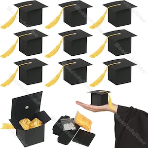 Juego de 5 cajas de regalo para sombreros de graduación, cajas de dulces para birretes de graduación, cajas de papel para golosinas, cajas para ramos de birretes de graduación, cajas para fiestas de graduación