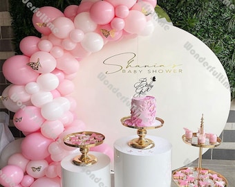 81pcs Doubled Macaron Baby Pink Balloon Arch Garland Kit Baby Shower Decoration Matte White Macaron Baby Pink Balloons Set Wedding Decor