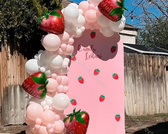 118pcs Sweet One Summer Balloon Arch Strawberry Birthday Berry Fun to Be One Baby Girl Shower Gender Reveal Tropical Fruit Party