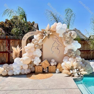 112/162pcs White Sand Brown Balloon Arch Kit Baby Shower Girl Boys 1st Birthday Gender Reveal Kids Party Decor Pastel Bridal Shower