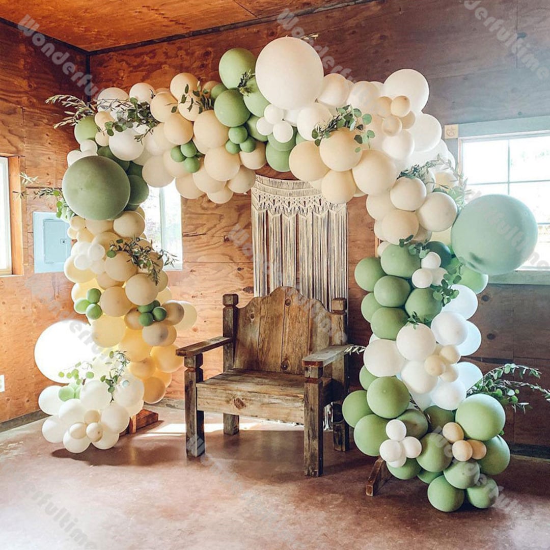 189pcs Dusty Green and White Balloon Garland Arch Wedding 