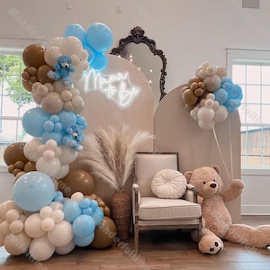 137pcs Baby Shower Balloons Arch White Natural Sand Boho Matte Balloons 1st Birthday Baby Shower Gender Reveal Decor Boho Bridal Shower