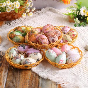6pcs Easter Painted Egg Ornament Spring Table Decorations Hanging Egg Ornaments for Easter Tree Easter Gifts Personalised Easter Egg Garland