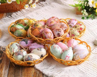 Uova di Pasqua in tessuto set 2 pezzi Ornamento da appendere di Pasqua Decorazioni uova Decorazioni per albero di Pasqua chic in stile Shebby Ornamenti trapuntati Uova di Pasqua rustiche - Italia