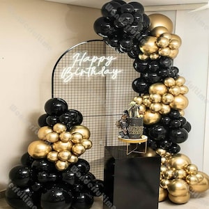 Gala Balloon Arch Garland Kit 152 Pieces Black Gold 