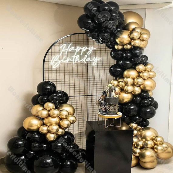 122pcs Matte Black Chrome Gold Balloons Arch Garland Kit DIY Etsy