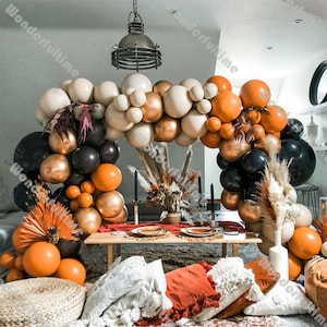 6-17Ft Halloween Balloon Garland Arch Kit DIY Wedding Decoration Doubled Matte Orange Apricot Matte Black Chrome Copper Balloons Decorations