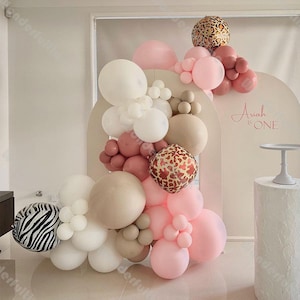 88pcs rosa polveroso opaco beige palloncini ghirlanda arco kit giungla animale tema festa di compleanno decorazione 4D palloncini baby shower decorazione