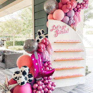 121pcs Pink Balloon Garland Girl Farm Theme Birthdays Pastel Balloons Baby Shower Holy Cow Party Gender Reveal 1st Birthday Backdrop