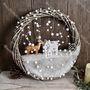 ZKINGZ Couronne de Noël, couronne de porte de Noël, couronne de Noël pour porte, décoration de