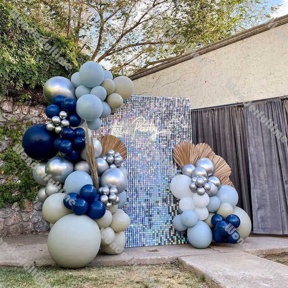 119 Uds cromo plata perla azul marino blanco arena globos guirnalda arco  cumpleaños decoración Baby Shower fiesta San Valentín boda suministros -   México