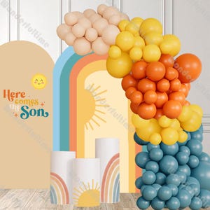 118pcs Sun Themed Balloon Garland Burnt Orange Lemon Blue Balloons Pastel Baby Shower Kids Party Decor Happy Birthday Wedding Globos