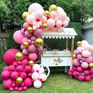 176pcs Double Pink and Gold Balloon Garland Arch Kit Wedding Decoration Birthday Party Decor Baby Shower Engagement Bridal Shower Background