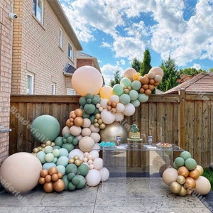 153 stks Mint Salie Groene Ballon Garland Bruiloft Decoratie Koper Verdubbeld Abrikoos Crème Perzik Bruin Goud Ballon Boog Baby douche Decor